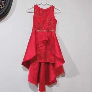 Girls high low red party dress